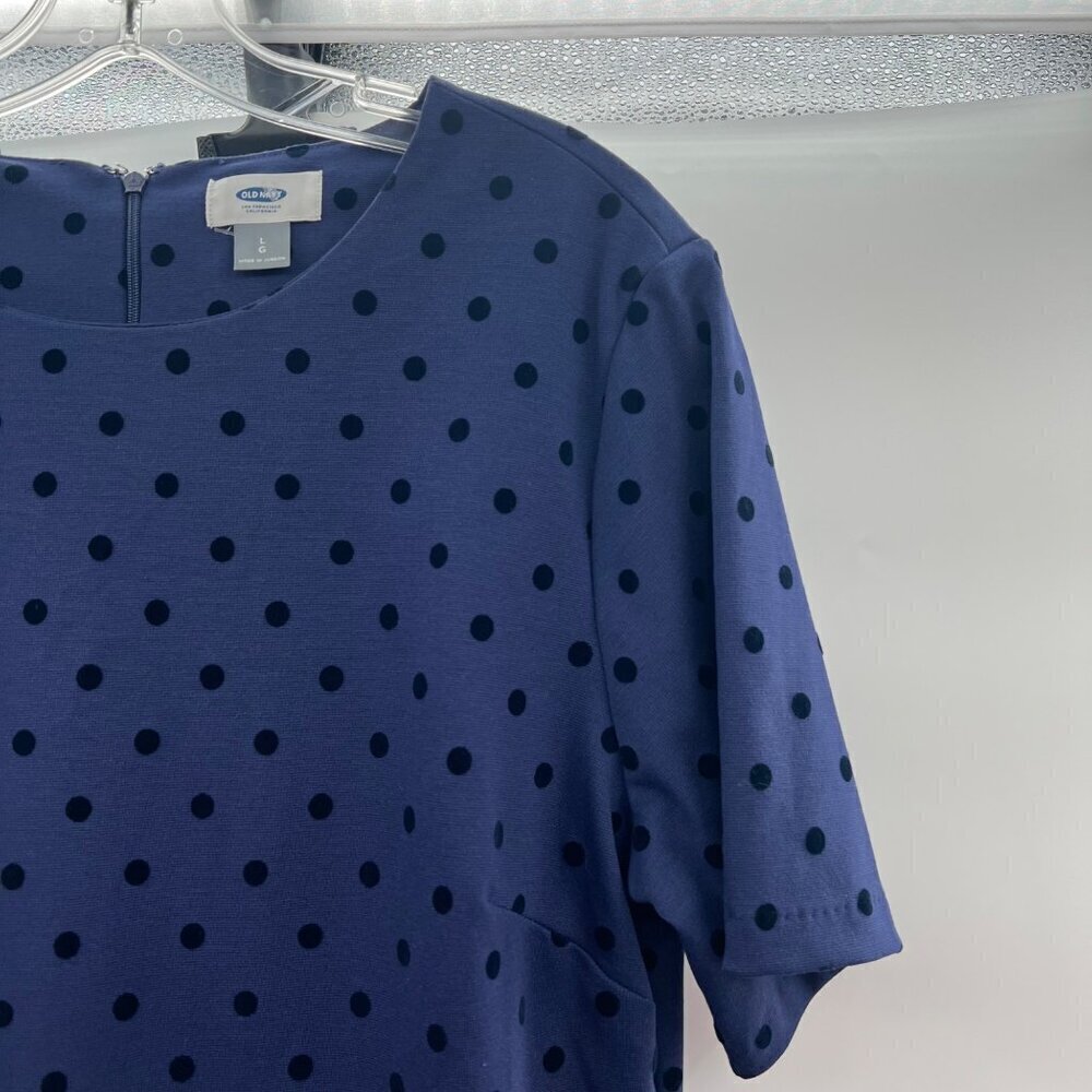 Old Navy Women's Short Sleeve Polka Dot Sheath Dress Amethyst/Black Size Large - Picture 4 of 9